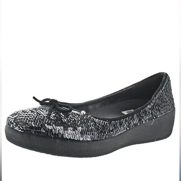 FITFLOP Black Silver Superballerina Reversible
Sequin Arch Support Shoes 9 NWOT - Picture 1 of 16